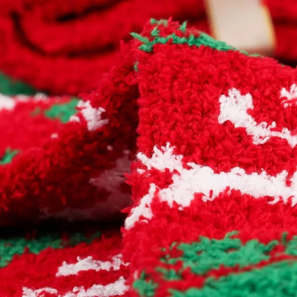 Women Christmas Fuzzy Fluffy Socks - Cozy Warm Slipper Bed Socks For Xmas Gift